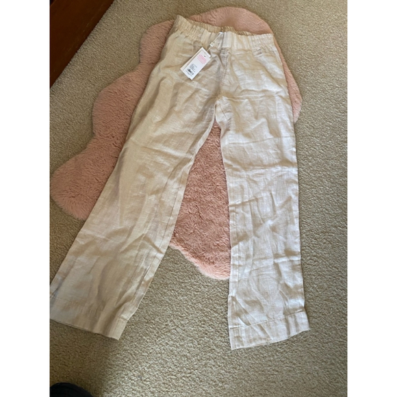 Women's Lilly Pulitzer Beige Linen Palazzo Pants Size S - Picture 2 of 5